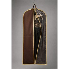 Farilas Global Kalın Diş Fermuarlı Çift Kulplu Kahverengi Yarı Şeffaf Abiye Elbise Koruma Kılıfı 70 gr Nonwoven Kumaş 160 x 60 cm