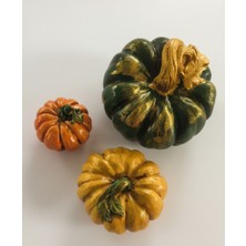 Artepieza Güz Bahçesi 3'lü Dekoratif Kabak Biblo Seti - Modern Rustik 3’lü Kabak Obje Seti 1 - El Işi 3'lü Kabak Seti