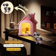 PremiumPort Kar Tasarımlı LED Işıklı Ev & Sevimli Çift Figürlü Hediye Seti