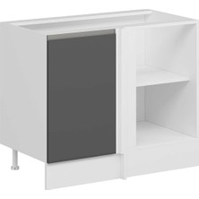 Alvinka 105CM Köşe Dolap Beyaz Antrasit MDF Malzeme ile Geniş Depolama ve Modern Tasarım