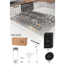 Özbience 36’lı Şeffaf Pleksi Baharatlık Seti Huni ve Fırça Hediyeli