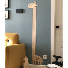 Wooddoom Ahşap Çocuk Boy Cetveli Büyüme Grafiği Cetvel / Aile Bebek Çocuk Boy Odası Dekorasyon Duvar Ölçer Zürafa