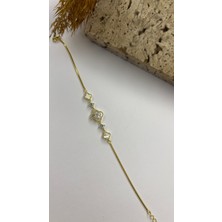 Daniel Angelson Çiçek Detaylı Taşlı Gümüş Altın Kaplama Bileklik