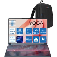 Lenovo Yoga Book 9 Intel Ultra 7 255H 16GB 512GB SSD Intel Arc 140T Gpu 2x 14" 2.8k Wqxga+ (2880X1800) OLED 750NITS Windows 11 Home Dokunmatik Taşınabilir Bilgisayar 83KJ003DTRH09+ Yoga Pen +Zettaçanta