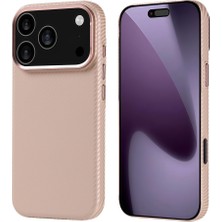 Subutu iPhone 17 Pro Kılıf M-Safe Şarj Özellikli Karbon Fiber Görünümlü Sbt Nekst Kapak - Bej