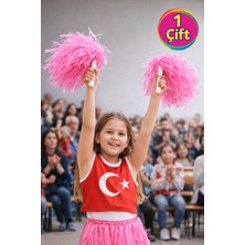 Toyfest Ponpon Mat Pembe Amigo Sopalı Dayanıklı Hafif Tezahürat Ponponu 1 Çift