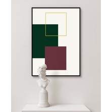 Rosa Art Metal Çerçeveli Gerçek Camlı Tablo - Modern Geometrik Tasarım Soyut, Minimalist Tablo