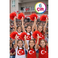 Toyfest Ponpon Mat Kırmızı Amigo Sopalı Dayanıklı Hafif Tezahürat Ponponu 6 Çift