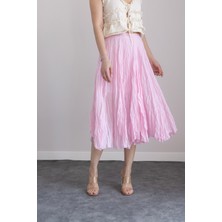 Nisan Triko Kırışık Görünümlü Uzun Etek