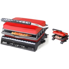 Özbience Ultra Plus Organik Demirdöküm Izgara ve Tost Makinesi, Kırmızı, Fırçalı