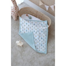 Tuğba Kuğu Çift Taraflı Bebek Battaniyesi, %100 Pamuklu Waffle Pike - Little Sailor