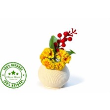 Ceren Wooden Boyanabilir Dokulu Masa Üstü Çiçekli Vazo