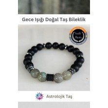 ASTRO STONES Gece Işığı Doğal Taş Bileklik  - (Mat Oniks, Labradorit, Hematit)
