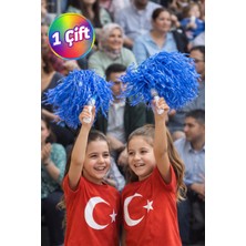 Toyfest Ponpon Mat Mavi Amigo Sopalı Dayanıklı Hafif Tezahürat Ponponu 1 Çift