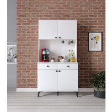 Afilli Lucia 4 Kapaklı 2 Çekmeceli Kahve Köşeşi Beyaz Tamamı Mdf 100 cm