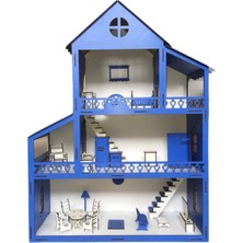 PremiumPort Renkli Ahşap Oyun Evi, 14 Eşya, LED Işıklar, Isim Yazılır, 60CM