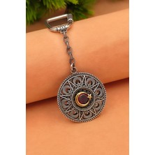 Silvera Telkari 925 Ayar Gümüş Oksitli Elişi Telkari Türk Bayrağı Ay Yıldız Gümüş Anahtarlık ST390