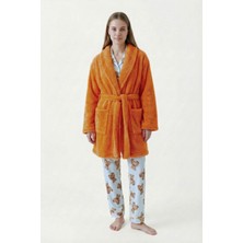 Sevim Şal Yaka Wellsoft Sabahlık & Peluş Bornoz-Yumuşak, Polar Unisex Sabahlık-Turuncu