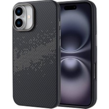 Subutu iPhone 16 Plus Kılıf Magsafe Şarj Özellikli Karbon Fiber Tasarımlı Sbt Vave Kapak-Gri-Gri