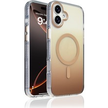 iPhone 16 Kılıf M-Safe Şarj Özellikli Transparan Renk Geçişli Zore Toros Kapak - Gold