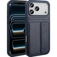 iPhone 17 Pro Max Kılıf Pu Deri Kartlıklı Zore Sevilla Kapak - Lacivert