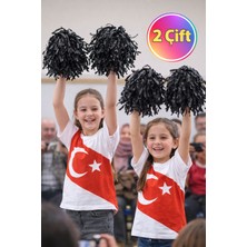 Toyfest Ponpon Mat Siyah Amigo Sopalı Dayanıklı Hafif Tezahürat Ponponu 2 Çift