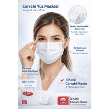 Beyaz 1 Kutu 50 Adet Meltblownlu 3 Kat Tek Kullanımlık Burun Telli Ultrasonik Koruyucu Yüz Maskesi