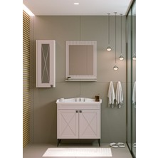 Akademik Mimarlık Akademik Banyo Kapadokya 80 cm Lavabolu Mebran Kapak Banyo Dolabı Seti