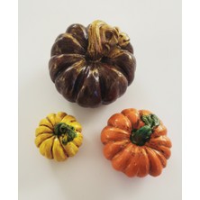 Artepieza Güz Bahçesi 3'lü Dekoratif Kabak Biblo Seti - Modern Rustik 3’lü Kabak Obje Seti 6 - El Işi 3'lü Kabak Seti