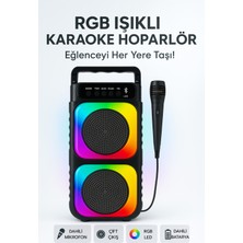 PremiumPort Renkli LED Işıklı Bluetooth Hoparlör, Karaoke ve Bas Ses Özellikli
