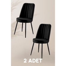 MyMassa Gold Sandalye - Siyah -Metal Siyah Ayak ( 2 Adet ) - Salon Sandalyesi / Mutfak Sandalyesi