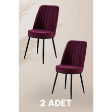 MyMassa Gold Sandalye - Mor - Metal Siyah Ayak ( 2 Adet ) - Salon Sandalyesi / Mutfak Sandalyesi