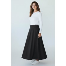 Ece Giyim Kadın Beli Lastikli Önü Taş Detaylı Mevsimlik Etek