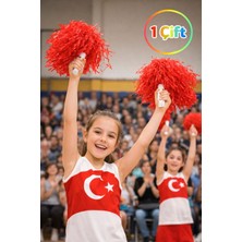 Toyfest Ponpon Mat Kırmızı Amigo Sopalı Dayanıklı Hafif Tezahürat Ponponu 1 Çift