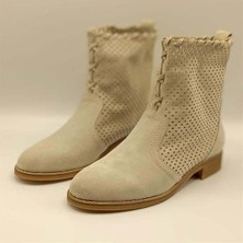 Ametist Yazlık Bej Süet Zımbalı Kadın Bot