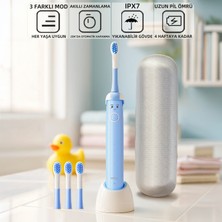 Mioji Oral B2 Kids Care Şarj Edilebilir Diş Fırçası Mavi + 3 Yedek Fırça Başlık