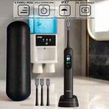 Mioji Oral B8 Care Şarj Edilebilir Diş Fırçası Siyah + 3 Adet Yedek Başlık