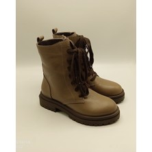 Ametist Reneta Vizon Gerçek Deri Kadın Bot – Termo Kaymaz Taban, Bağcıklı & Fermuarlı