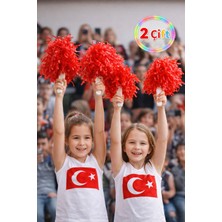 Toyfest Ponpon Mat Kırmızı Amigo Sopalı Dayanıklı Hafif Tezahürat Ponponu 2 Çift