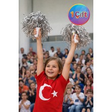 Toyfest Ponpon Metalik Parlak Gümüş Amigo Sopalı Dayanıklı Hafif Tezahürat Ponponu 1 Çift