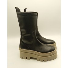 Ametist Stretch Kadın Siyah Streç Bot – 29 cm Uzunluk, Termolight Kaymaz Taban, 8 cm Taban