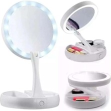 PremiumPort LED Işıklı 10X Katlanabilir Çift Taraflı USB Makyaj Aynası