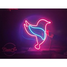 PremiumPort Renkli Neon LED Gece Lambası, Kuş Figürlü Duvar Dekoru