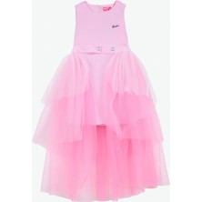 Barbie Düz Pembe Kız Çocuk Abiye Elbise BRB6SG-ELB6523