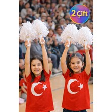 Toyfest Ponpon Mat Beyaz Amigo Sopalı Dayanıklı Hafif Tezahürat Ponponu 2 Çift