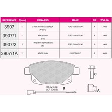Beşer Fren Balata Arka Fıssız Ford Transıt (V347) 2.2 Tdcı - 2.4 Tdcı - 3.2 Tdcı 2006-2014 / Transıt (V348) 2.2 Tdcı 2006-2014