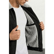 Genius Store Erkek Kadife Mont Peluş Astarlı Gömlek Yaka Rüzgar Geçirmez Kadife Mont