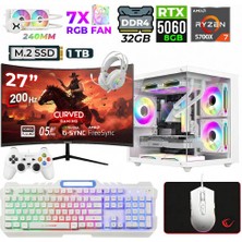 Xaser Sword Cube X55 Ryzen 7 5700X 32GB Ram 1tb M.2 Nvme SSD 8gb RTX5060 Sıvı Soğutmalı 27" 200Hz Oyuncu Tavsiye Sistem