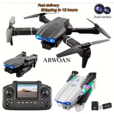 Arwoan Katlanabilir Mini Drone  LED Işıklı, Ekranlı Uzaktan Kumandalı, Hd Görüntü, Hafıza Kart Destekli