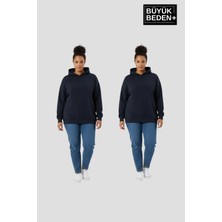 Superlife Kadın Büyük Beden 2' Li Set Kapşonlu Kollar ve Etek Ribanalı Ince Swatshırt SPR26BSWK957+2